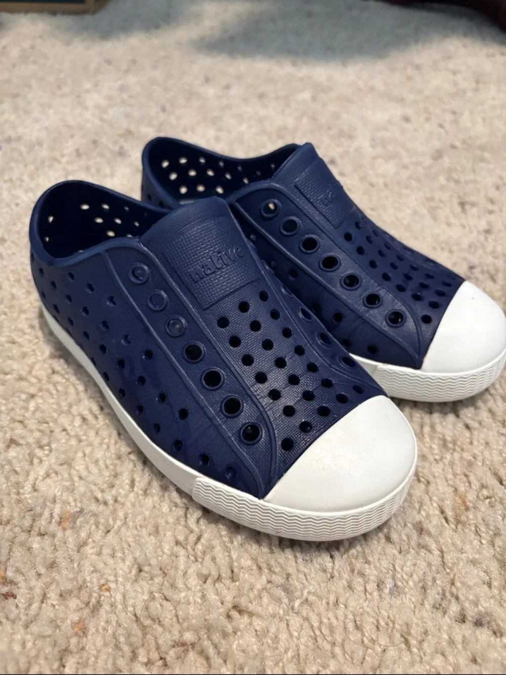 Native Navy Jefferson Slip-Ons with White Toe Cap - Picture 2 of 4